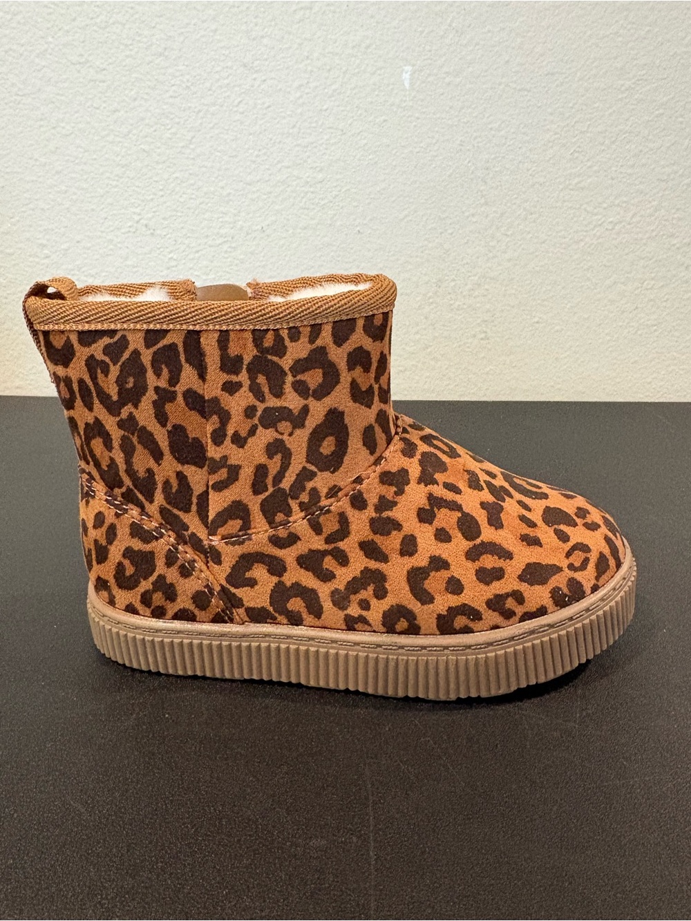 Cat and Jack Girls Arlo Zipper Shearling Boots Leopard Brown Infant Toddler Sz 5 - Picture 2 of 10